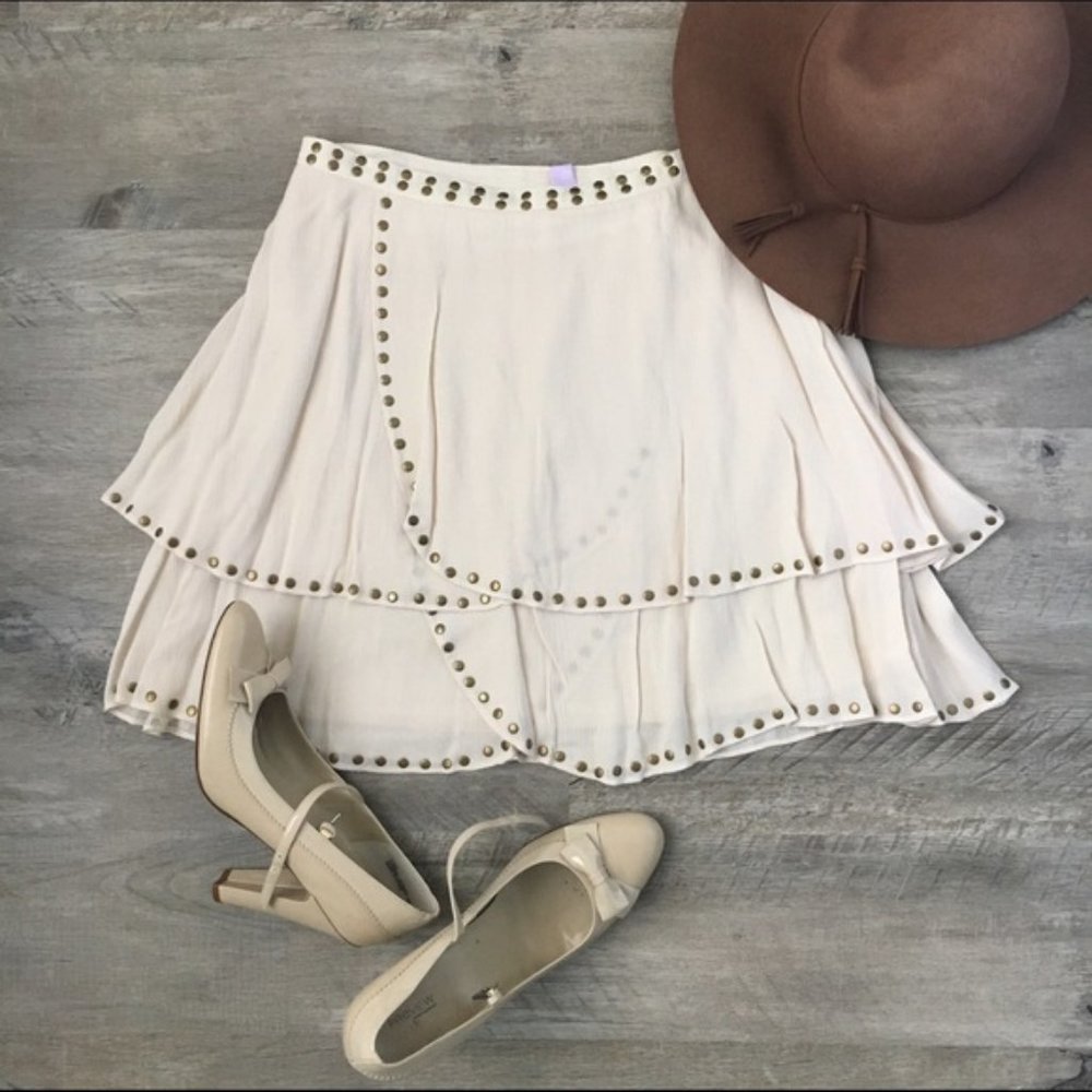 NWT Francesca's Layered Studded Skirt